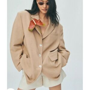 Maeve Anthropologie Women M/L Tan Oversized Blazer Granolagirl Academia Preppy